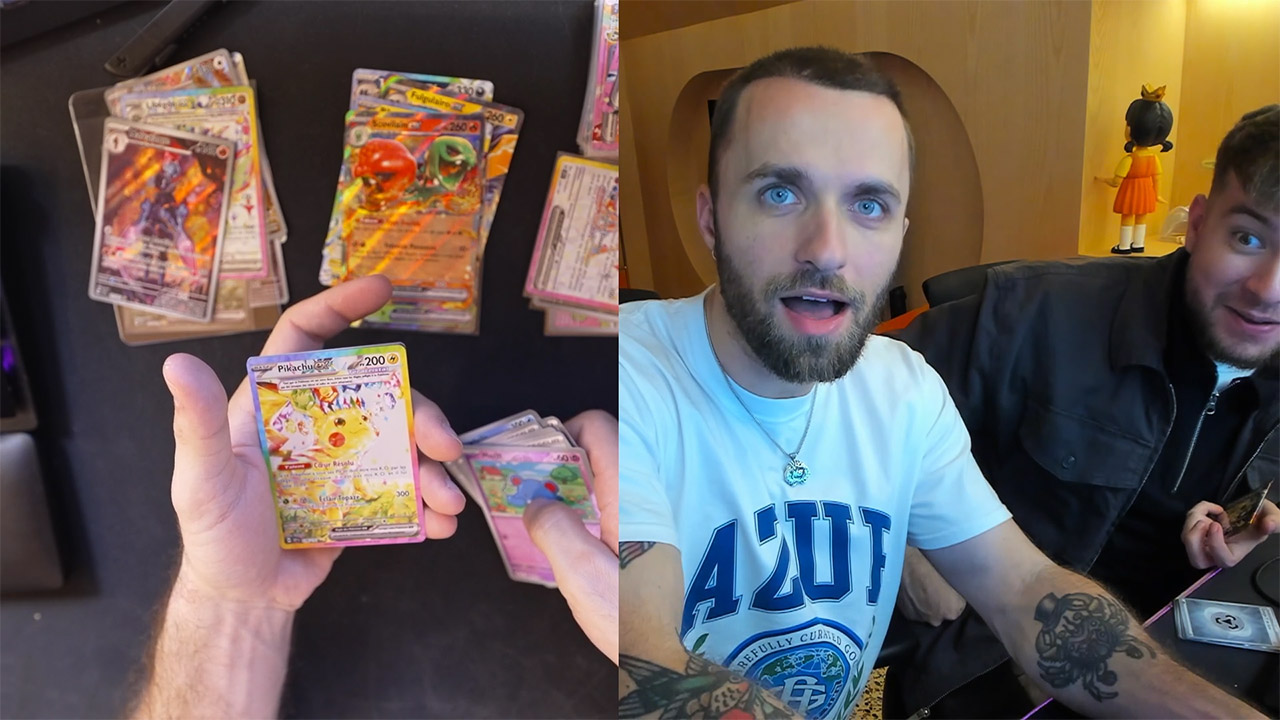 Squeezie plonge dans la collection de cartes Pokémon et ouvre 11 displays en live sur Twitch