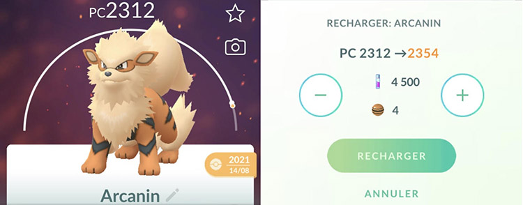 Augmenter le PC d'un Pokemon avant l'évolution