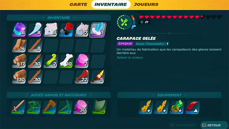 Utilisation de carapaces gelées dans Lego Fortnite