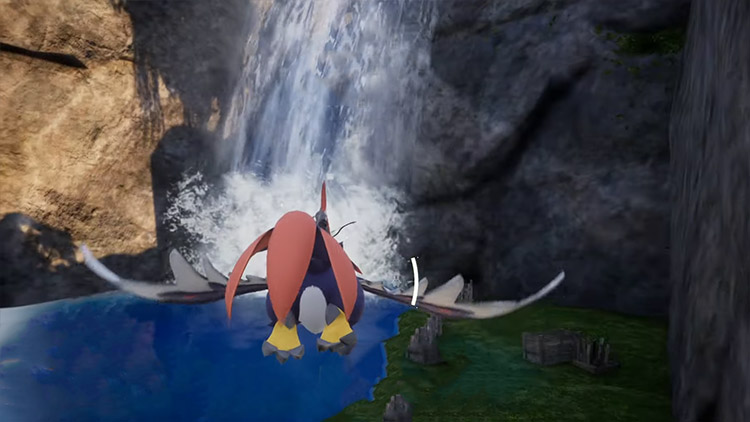 grotte dissumulé derrière Cascade Palworld 