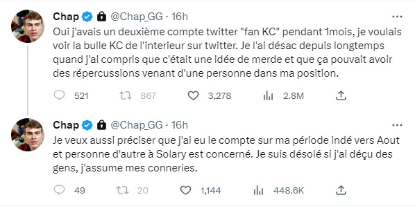Twitter Chap sur le faux compte fan de la Karmine Corp