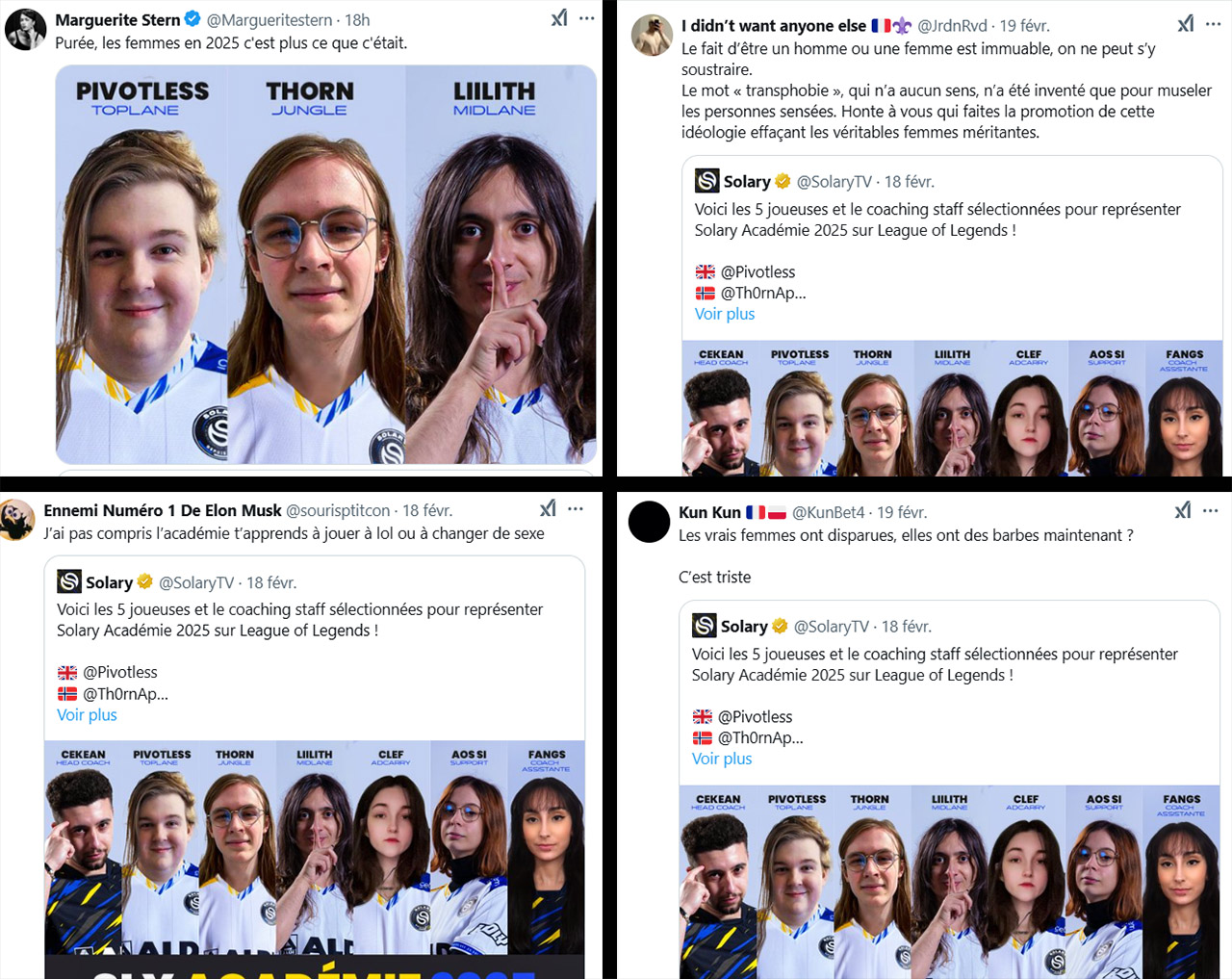 Commentaires Transphobes sur l'annonce Solary