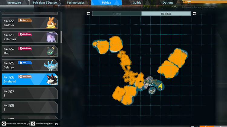 Emplacement Direhowl Palworld