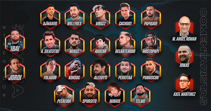 équipe Espagne pour le match entre streamers & Youtubeurs