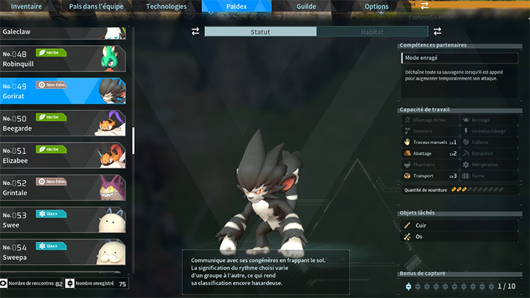 Capacités et utilités de Gorirat - Palworld