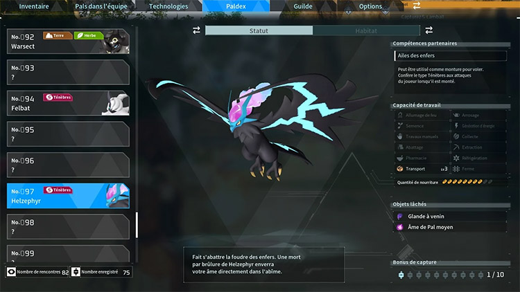 Capacités Helzephyr Palworld