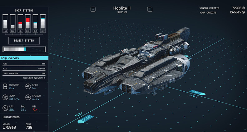 Classes des vaisseaux Starfield