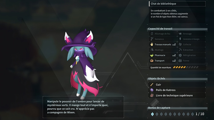 Capacités et compétences Katress Palworld