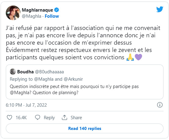 Maghla refuse le ZEvent 2022