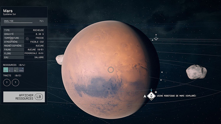 Planète Mars Starfield