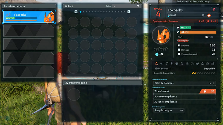 Compétences Foxparks Palworld