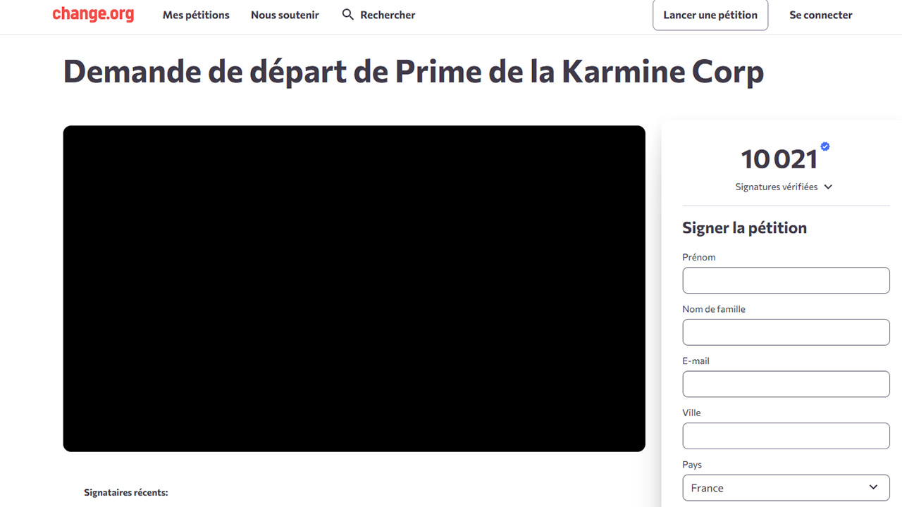 10 000 signatures pour le départ de Prime de la Karmine Corp
