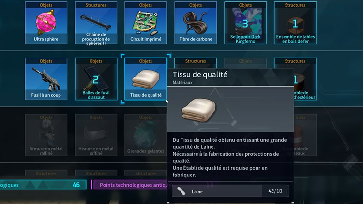 Tissu de qualité Palworld