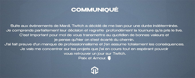 Communiqué du Ban de JL Tomy