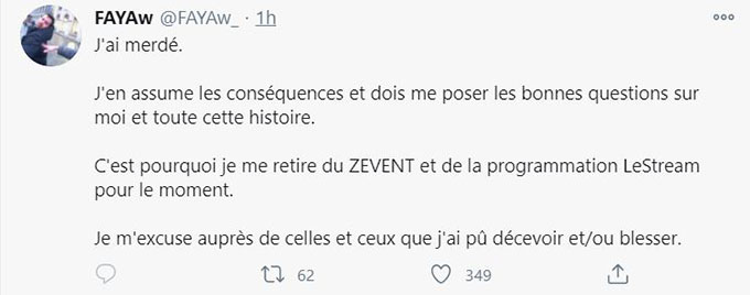 Message d'annulation Fayaw Zevent