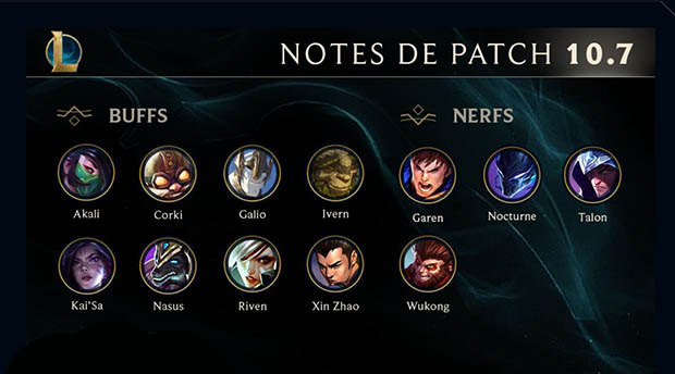 Le Patch note 10.7 de League of Legends